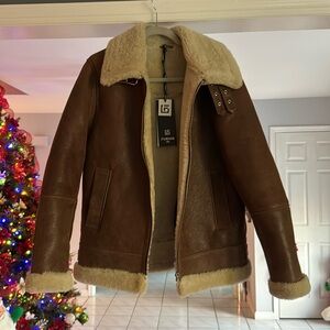 Men’s brown leather sheepskin jacket